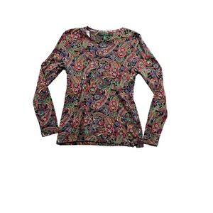 Lauren‎ Ralph Lauren Medium Paisley long Sleeve 100% Cotton Crew Neck Jersey
